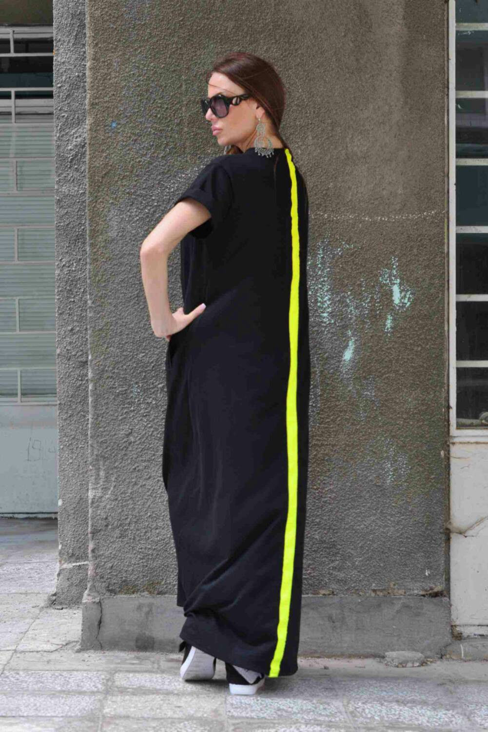 Black Maxi Dress With Back Stripe