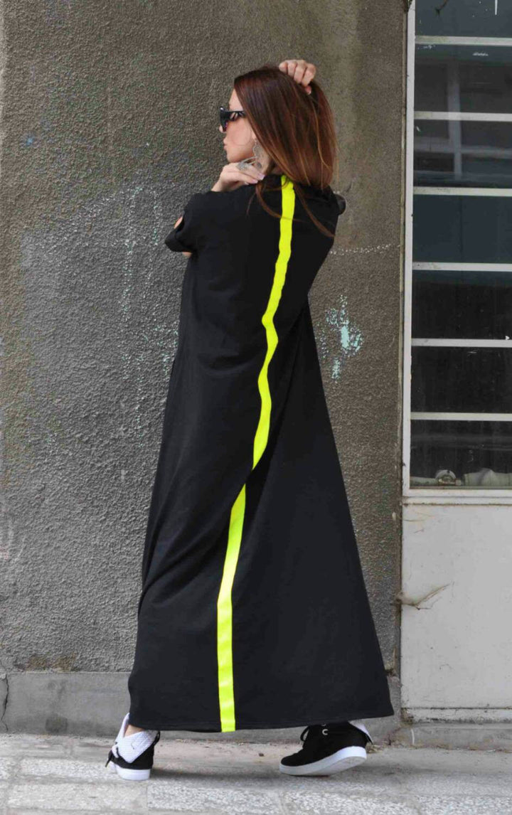 Black Maxi Dress With Back Stripe