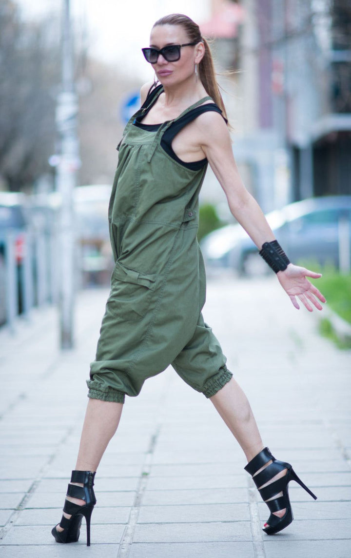 Dungaree Cotton Military Green Jumpsuit