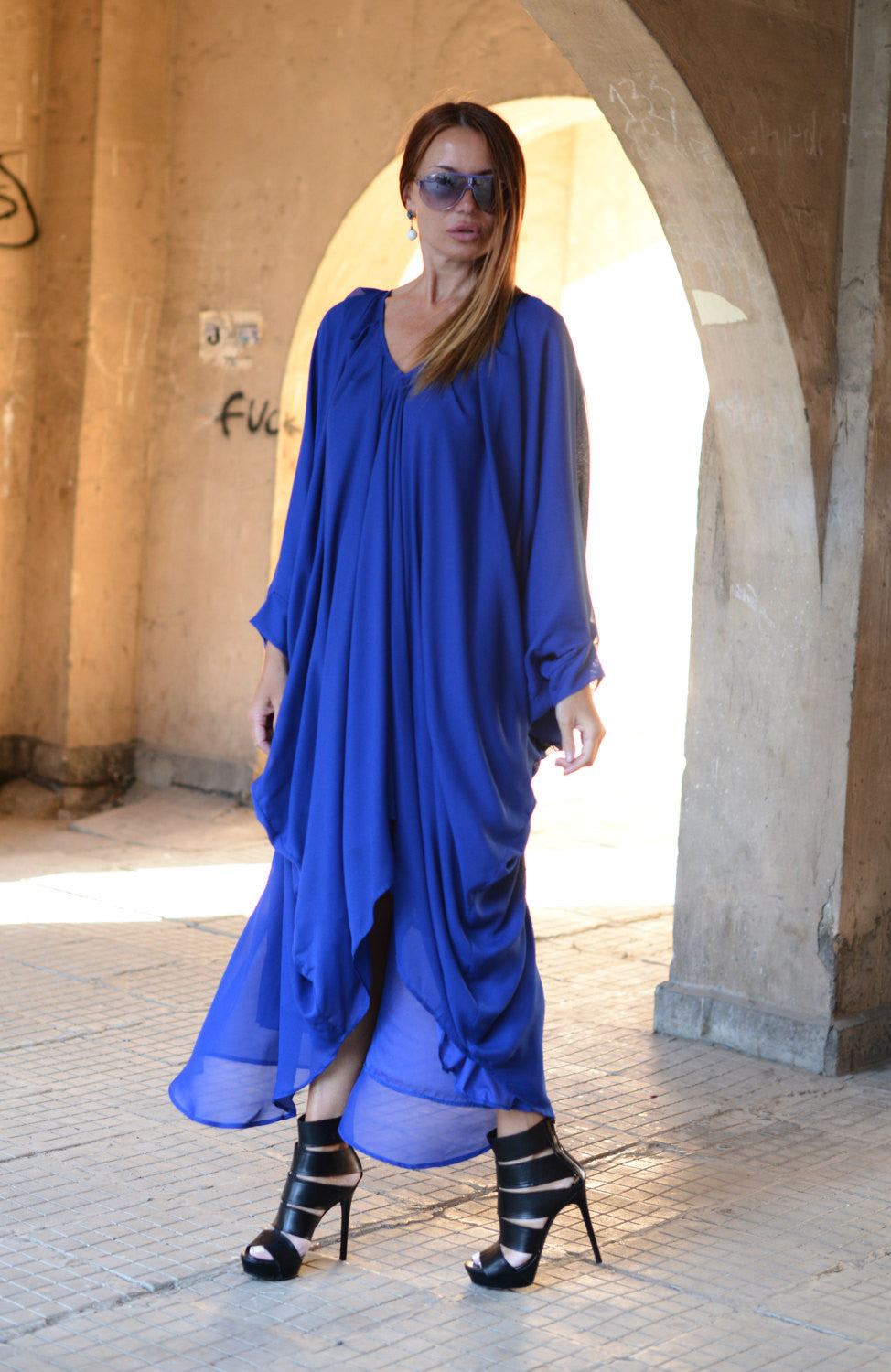Blue Chiffon Maxi Dress