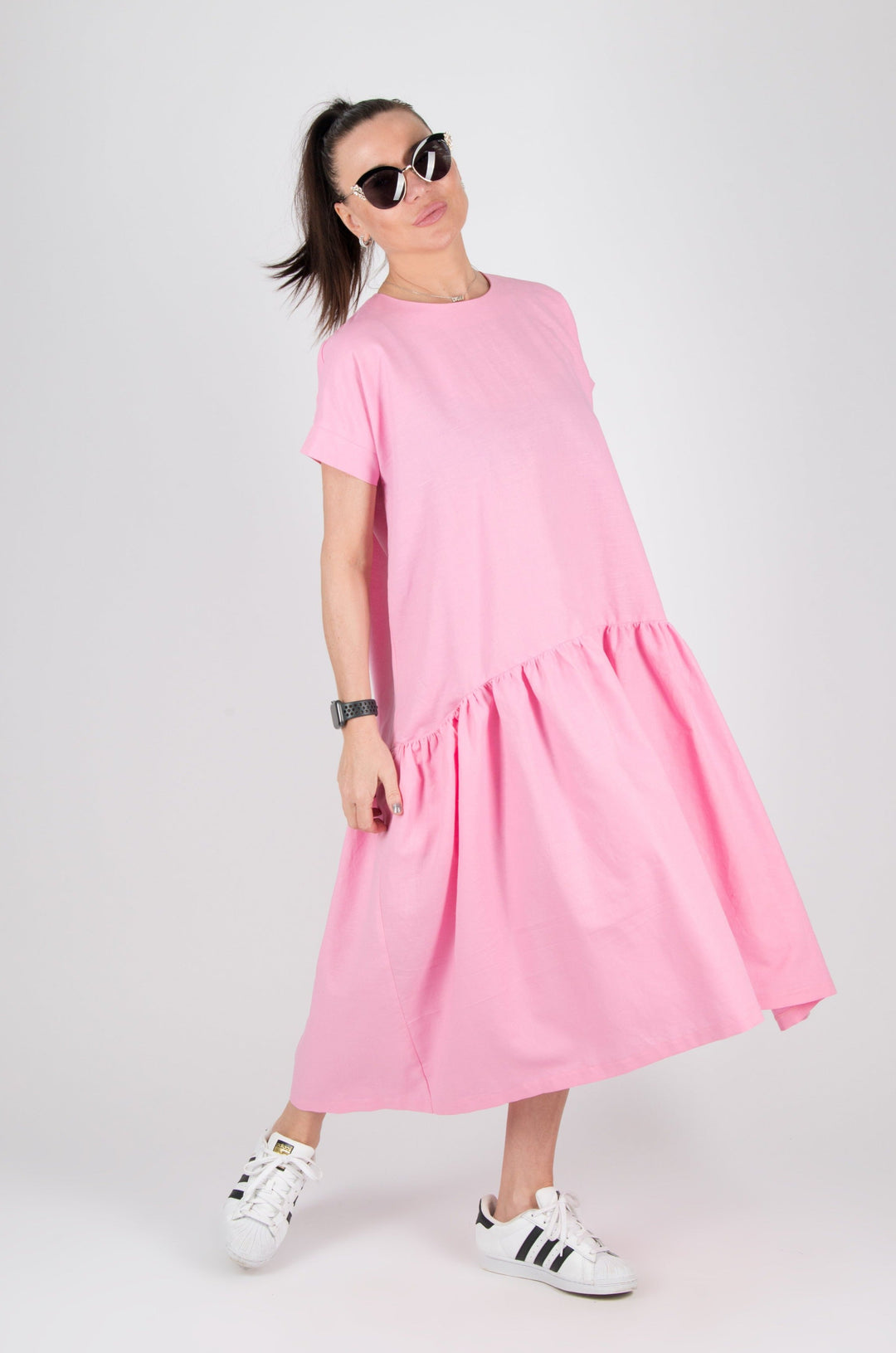 Baby Pink Linen summer Dress, New Arrival