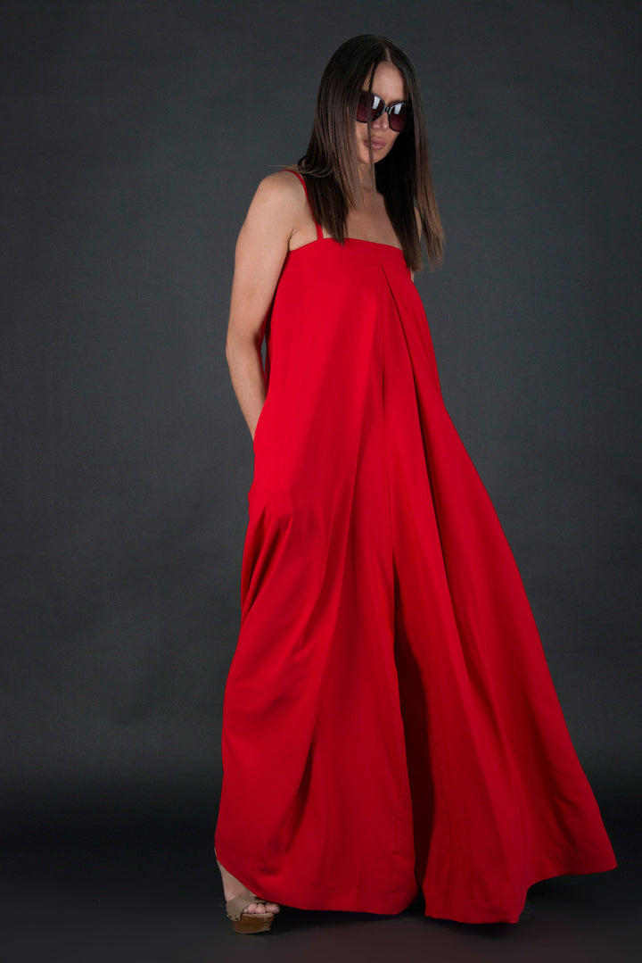 Red Wide Summer Jumpsuit, New Arrival