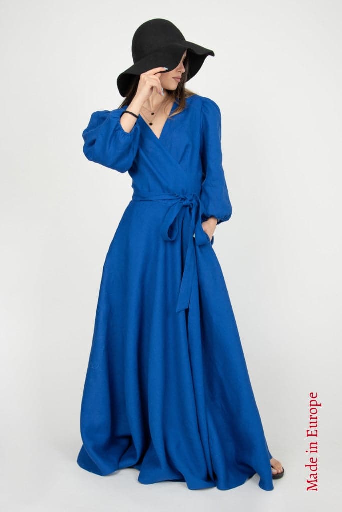 Royal Blue Linen Dress F2300