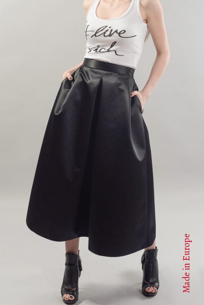 Satin Black Skirt F1818 Pants