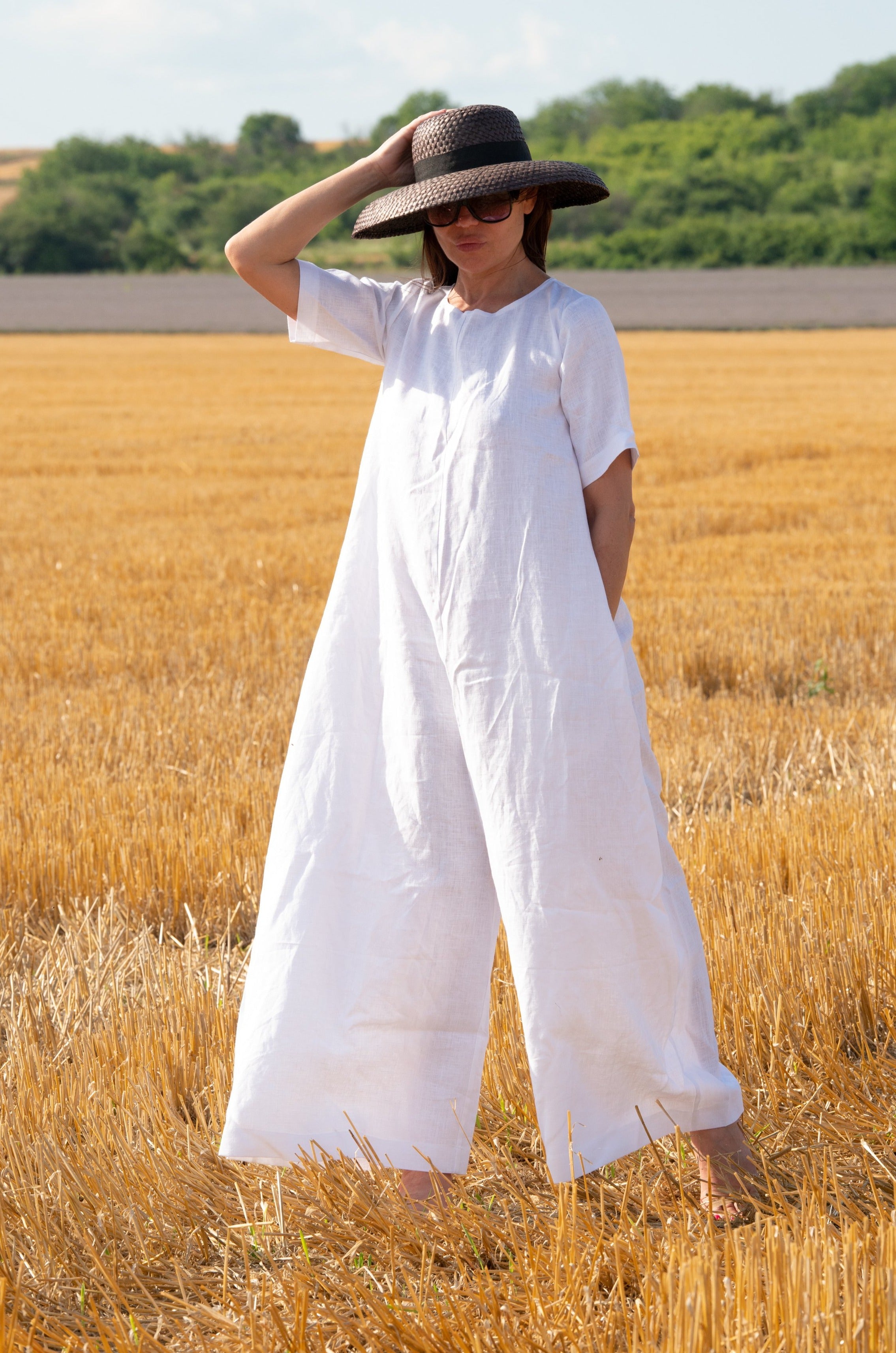 White linen cheap jumper