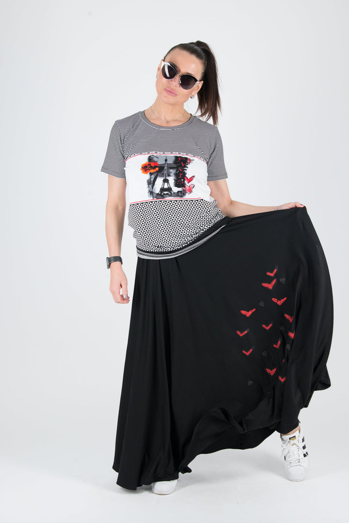 Two pieces Set, Cotton Skirt with Top with print